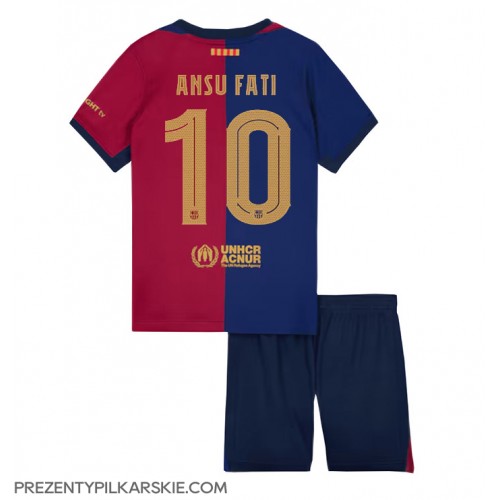 Stroje piłkarskie Barcelona Ansu Fati #10 Koszulka Podstawowej dla dzieci 2024-25 Krótki Rękaw (+ szorty)
